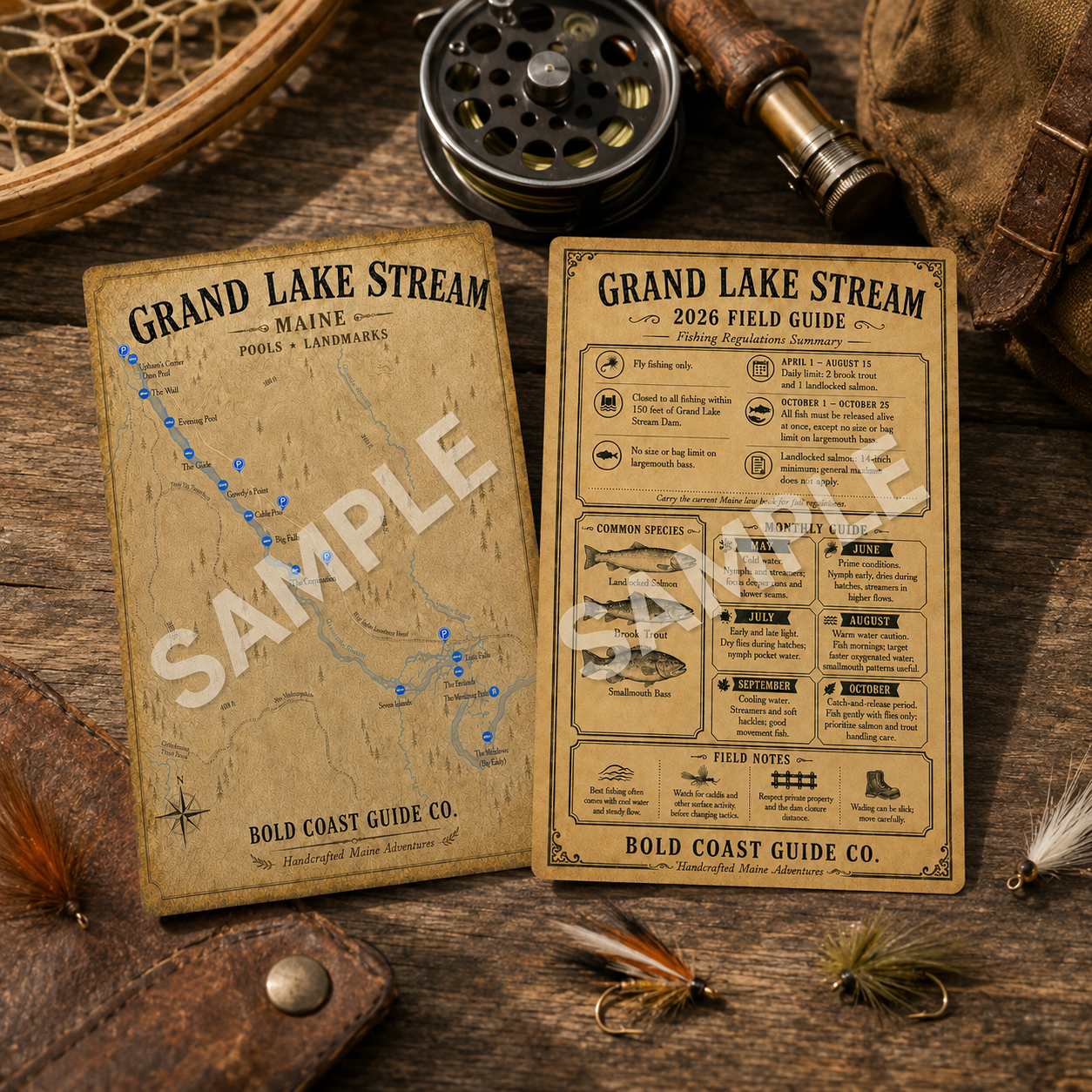 Field Guide Image with Fly Fishing Background