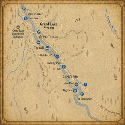 Grand Lake Stream Pools & Landmarks Poster