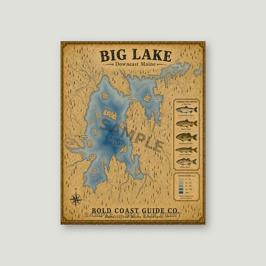Big Lake, Downeast Maine — Vintage Sporting Map Print